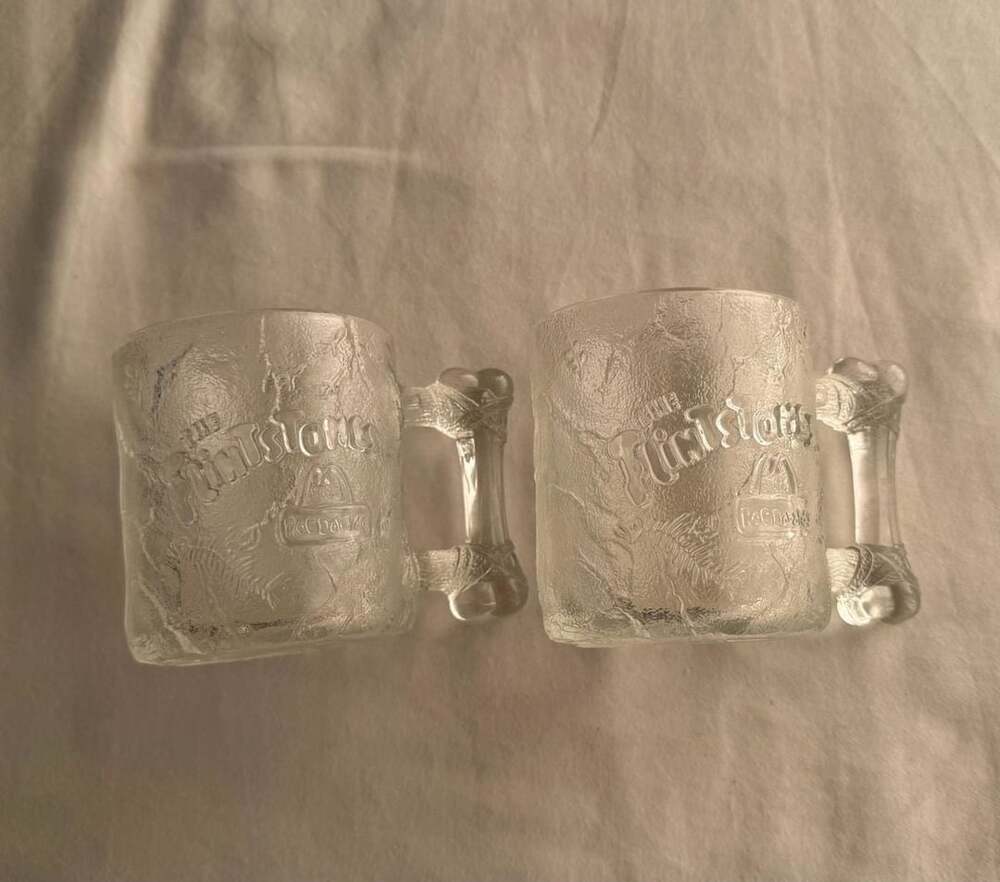 McDonalds Flintstones Pre Dawn Glass Mug Set Of 2